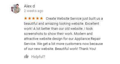 Alex 5 Star Review on Google about Create Website Service new