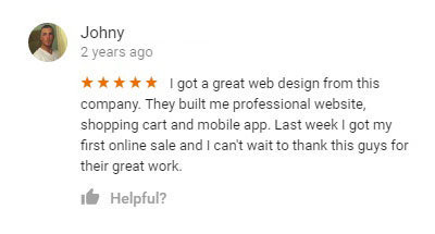 Johny 5 Star Review on Google about Create Website Service new