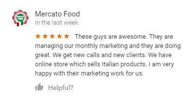 Mercato Food 5 Star Review on Google about Create Website Service new